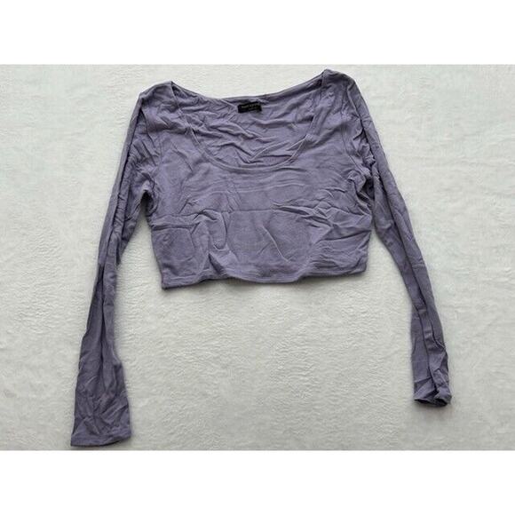 NWT Naked Wardrobe Scoop Neck Crop Top Long Sleeve Stretch Iris Plus Size 1X - Picture 3 of 10